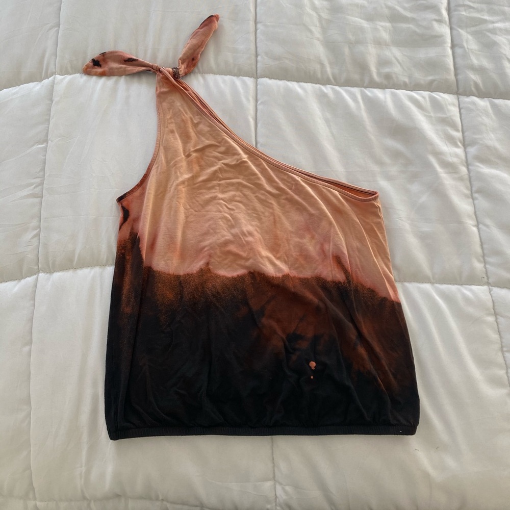 One sleeve acid wash tank top